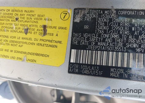 2005 Toyota Highlander Limited from USA, damaged, VIN JTEEP21A150135513